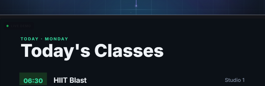 Class schedule playing in the Ambicast player